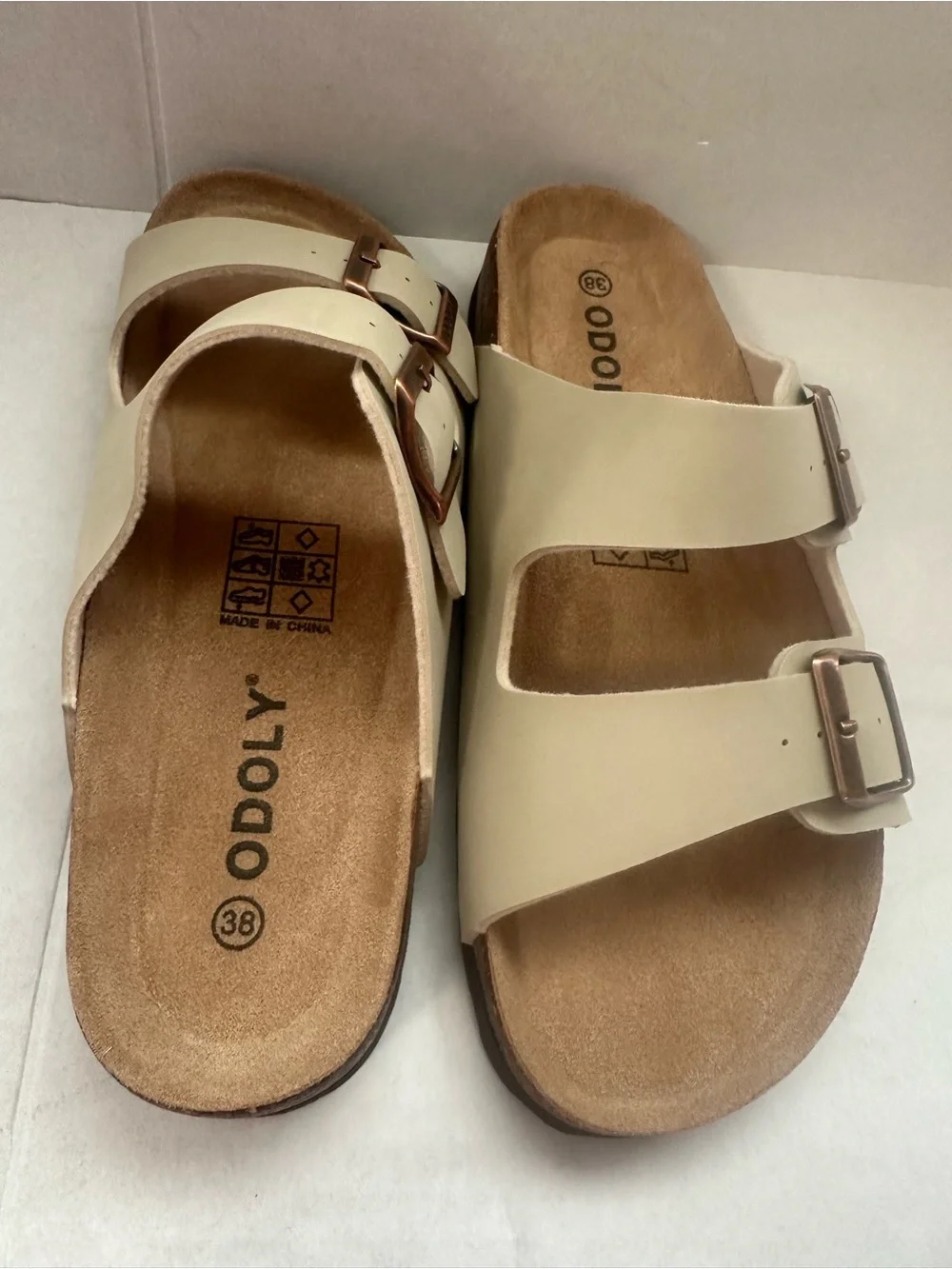 NEW Odoly Footbed Slide Strap Buckle Casual Sandals Size 38 Women's